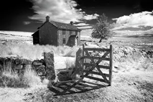 Lone Prints: Infrared view mof Nuns Cross Farm, near Princetown, Dartmoor National Park, Devon, England
