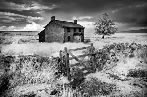 Infrared Prints: Infrared view of Nuns Cross Farm, near Princetown, Dartmoor National Park, Devon, England