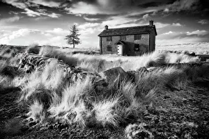 Infrared Prints: Infrared view of Nuns Cross Farm, near Princetown, Dartmoor National Park, Devon, England