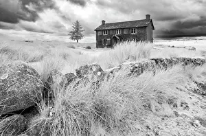 Infrared Prints: Infrared view of Nuns Cross Farm, near Princetown, Dartmoor National Park, Devon, England