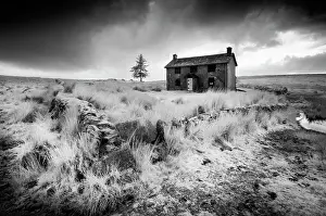 Infrared Prints: Infrared view of Nuns Cross Farm, near Princetown, Dartmoor National Park, Devon, England