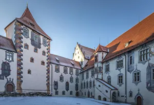 Bavarian Prints: Inner courtyard of the High Castle of Fuessen, Allgaeu, Bavaria, Germany