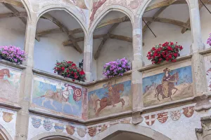 Knight Prints: Inner courtyard of Prosels Castle in Vols am Schlern, South Tyrol, Italy