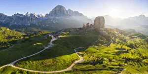 Belluno District Prints: inque Torri natural Park and Tofana di Rozes at sunrise