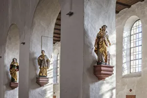 Interior of the Basilica Sankt Giles in Mittelheim, Rheingau, Hesse, Germany