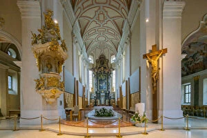 Painting Gallery: Interior of Cathedral of St. Nicholas, Ceske Budejovice, South Bohemian Region, Czech Republic