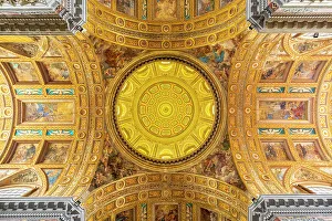 Campania Prints: Interior of Church of Gesu Nuovo, Naples, Campania, Italy