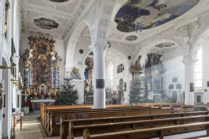 Inside Gallery: Interior of the Church of St. Georg, Wasserburg am Bodensee, Bavaria, Germany