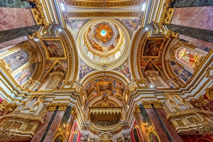 House Of Worship Prints: The Interior of Metropolitan Cathedral of Saint Paul, Mdina, Malta, Southern Europe