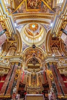 Inside Prints: The Interior of The Metropolitan Cathedral of Saint Paul, Mdina, Malta, Southern Europe