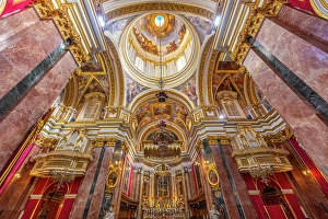 House Of Worship Prints: The Interior of The Metropolitan Cathedral of Saint Paul, Mdina, Malta, Southern Europe