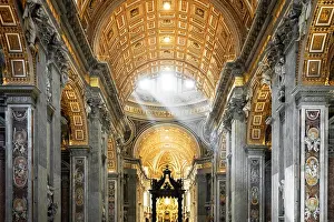 Renaissance Prints: Interior of St. Peter's Basilica, Vatican city, Rome, Italy
