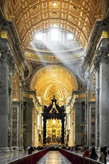 Interior Prints: Interior of St. Peter's Basilica, Vatican city, Rome, Italy