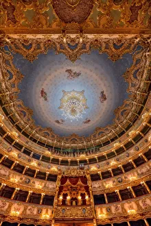 Teatro Prints: Interior vew of Teatro La Fenice opera house, Venice, Veneto, Italy