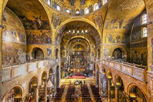 Images Dated 4th February 2021: Interior view of St Marks Basilica, Venice, Veneto, Italy
