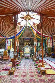 Interiors of a Tsorjiin Khureenii temple. Middle Gobi province, Mongolia Interiors of a Tsorjiin Khureenii temple. Middle Gobi province, Mongolia