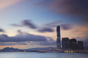 Images Dated 30th January 2012: International Commerce Center (ICC) at dusk, Kowloon, Hong Kong, China