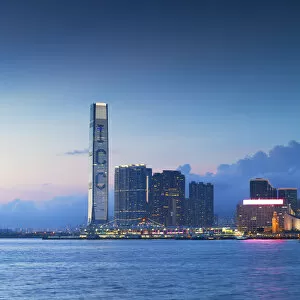 Images Dated 19th November 2015: International Commerce Centre (ICC) and West Kowloon skyline at dusk, Hong Kong, China