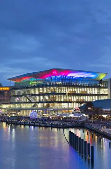 International Convention Centre at dusk, Darling Harbour, Sydney, New South Wales International Convention Centre at dusk, Darling Harbour, Sydney, New South Wales
