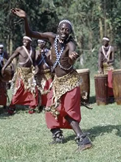 Drummer Collection: Intore dancers perform at Butare