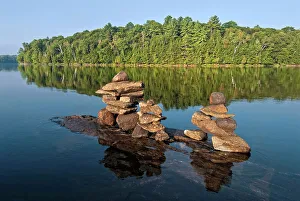 Horseshoe Lake Prints: Inukshuk on Horseshoe Lake, Muskoka, Ontario, Canada