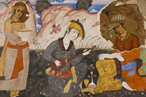 Iran, Central Iran, Esfahan, Decorative Arts Museum, wall mural