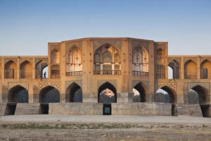 Iranian Gallery: Iran, Central Iran, Esfahan, Khaju Bridge, dawn