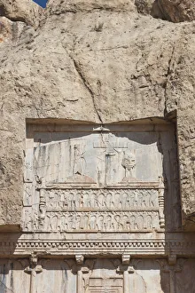 Iran, Central Iran, Shiraz, Naqsh-e Rostam, Sassanian stone reliefs cut into mountain Iran, Central Iran, Shiraz, Naqsh-e Rostam, Sassanian stone reliefs cut into mountain