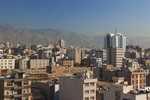 Iran, Tehran, elevated city view, morning