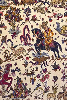 Iran, Tehran, Laleh Park, Carpet Museum of Iran, traditional Iranian carpet detail