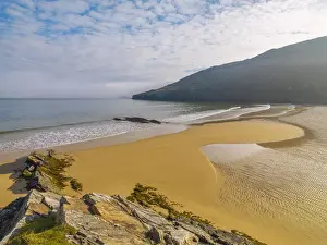 Ireland, Co. Donegal, Fanad, Ballymastocker bay overview at sunset
