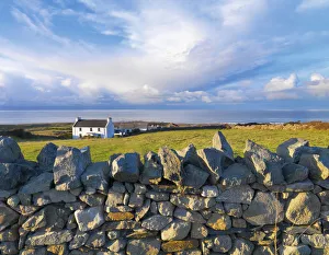 Codonegal Prints: Ireland, Co. Donegal, Fanad, House and stone wall