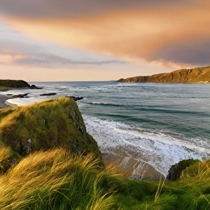 Inishowen Prints: Ireland, Co. Donegal, Inishowen, Doagh beach at dusk