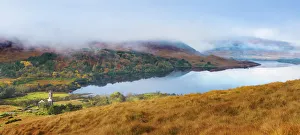 Codonegal Prints: Ireland, Co. Donegal, Poisoned glen, Old Church at Lough Dunlewey in Autumn