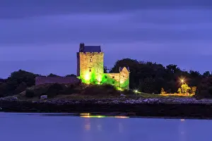 Connacht Prints: Ireland, Co. Galway, Kinvara, Dunguaire castle at night