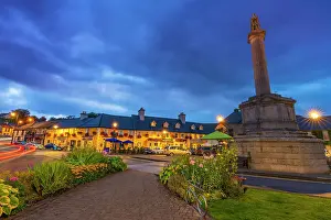 Connacht Prints: Ireland, Co. Mayo, Westport, Saint Patrick statue illuminated at night