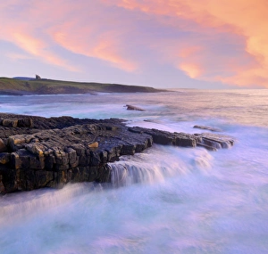 Connacht Prints: Ireland, Co. Sligo, Mullaghmore, coastline at dusk