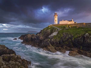 Ireland, Co.Donegal, Fanad, Fanad lighthouse at sunet