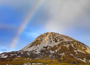 Ireland, Co.Donegal, Mount Errigal and rainbow