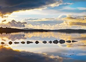 Ireland, Co.Donegal, Mulroy bay, Stepping stones at dusk