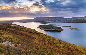 Ireland, Co.Donegal, Mulroy bay, overview at dusk