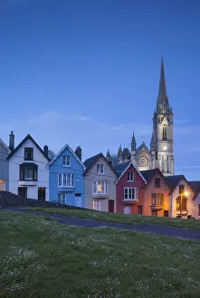 County Cork Prints: Ireland, County Cork, Cobh, Deck of Cards hillside houses and St. Colmans Cathedral