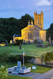 Images Dated 9th December 2016: Ireland, County Roscommon, Ballinlough. The village Church at dusk