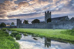 Walls Prints: Ireland, County Tipperary, Fethard, town walls, dusk