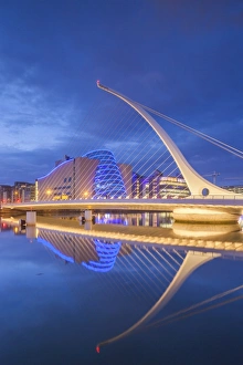 Architect Prints: Ireland, Dublin, Docklands, Samuel Beckett Bridge, Santiago Calatrava, architect, dusk
