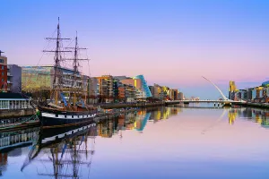 Ships Prints: Ireland, Dublin, River Liffey, Jeanie Johnston Tall Ship moored at Dublin docks