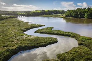 Iron Bridge Prints: Iron Bridge on the Torridge Estuary near Bideford, Devon, England. Autumn (September) 2021