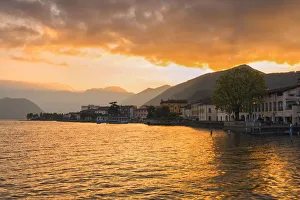 Iseo and iseo lake at dawn, Brescia province, Lombardy district, Italy, Europe Iseo and iseo lake at dawn, Brescia province, Lombardy district, Italy, Europe