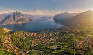 Iseo Prints: Iseo lake at the top of a mountain dominating Lake Iseo and Riva di Solto