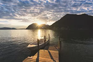 Images Dated 30th May 2018: Iseo lake at sunset, Lombardy district, Brescia province, Italy